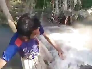 White shalwar pakistani showing off in tubewell